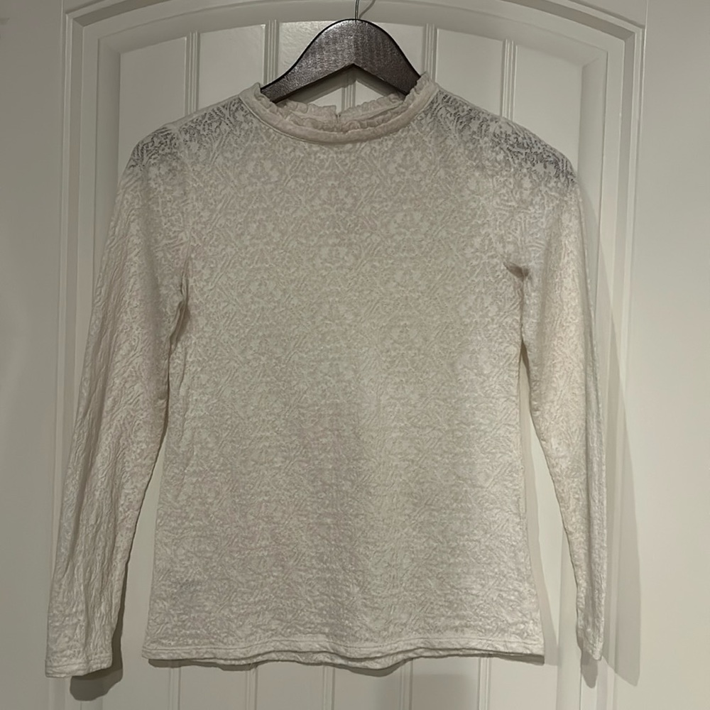 Loft, cream, colored lace detail top extra small petite.